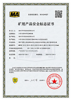 礦用產品安全標志證書MHYSV 5X2,10X2,20x2,30x2,50x2,80X2,100X2(1/0.8mm)